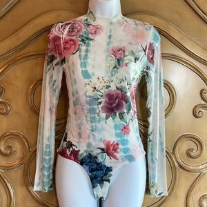 NWOT Blossom Clothing Floral Mesh bodysuit